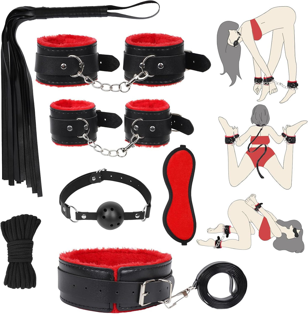 BDSM Bondage Kit de juguetes sexuales, 8 piezas, juego de bondage s...