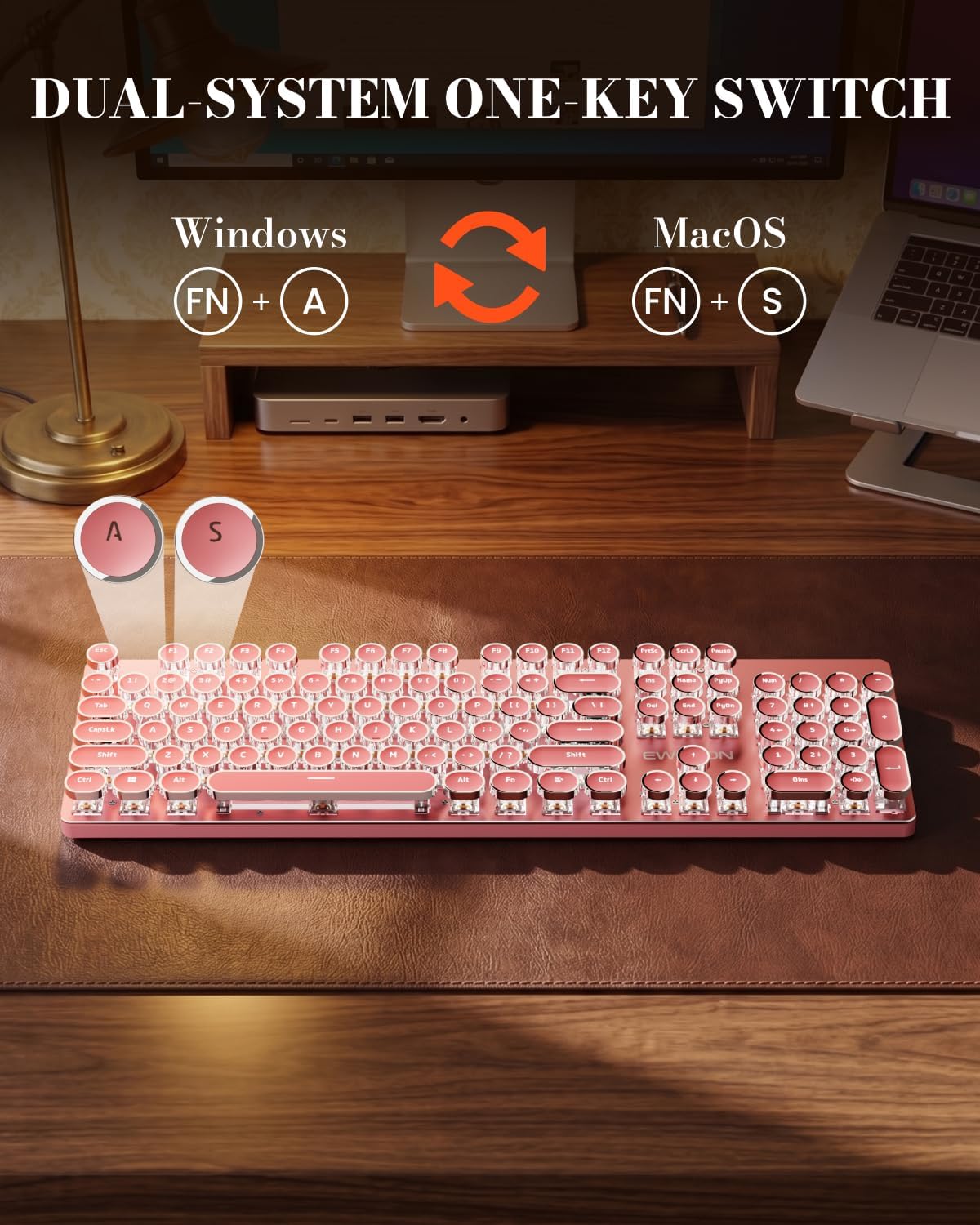 Teclado mecánico inalámbrico estilo máquina de escribir con | Bluet...