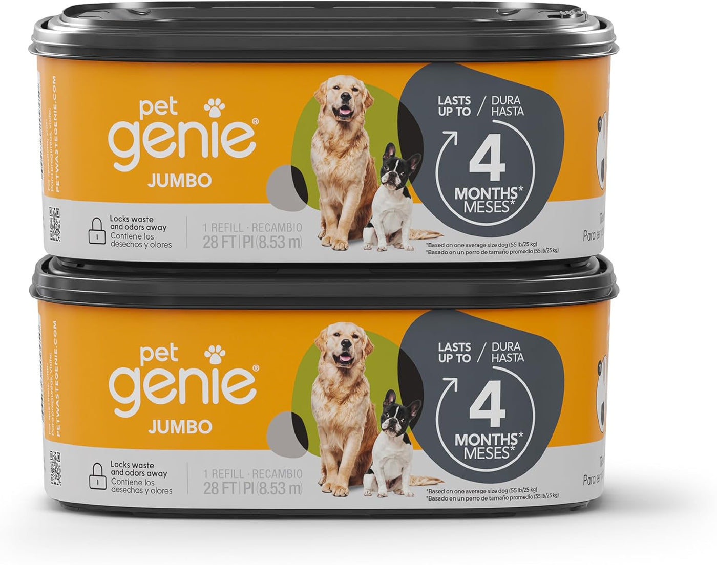 Pet Genie Bolsas de recambio | Paquete de 2 unidades jumbo, 56 pies...