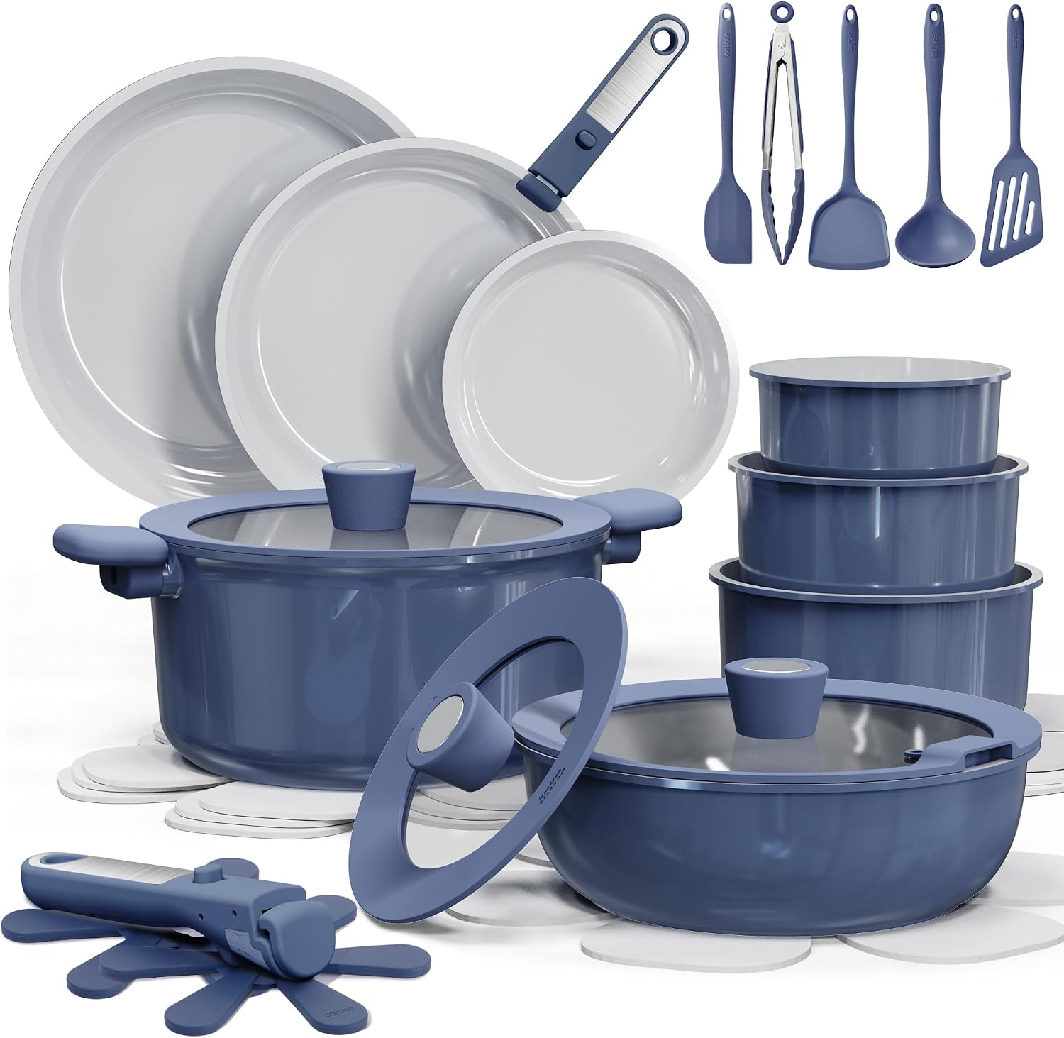 CAROTE Juego de Baterías de Cocina de Cerámica de 27 Piezas, Juego...