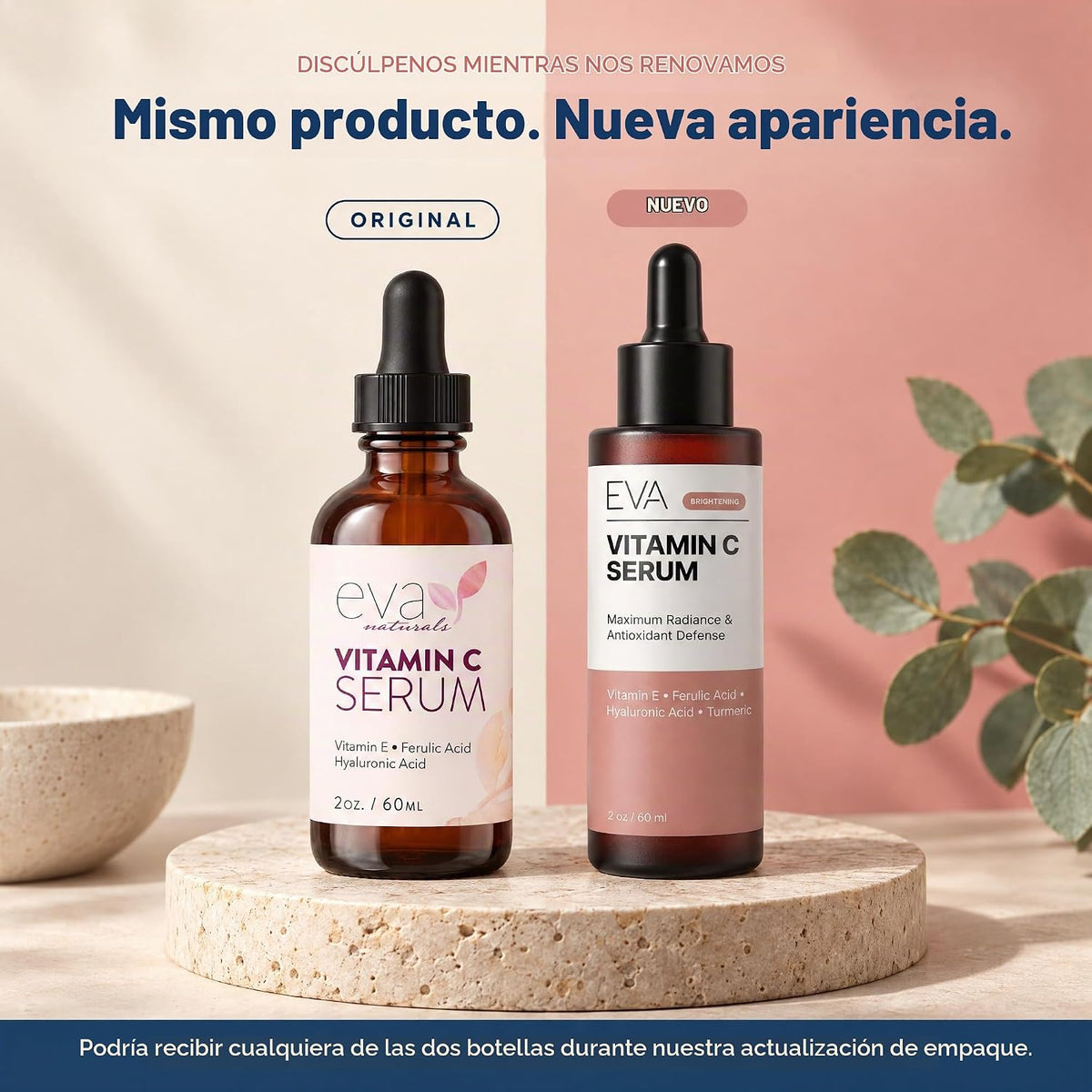 Eva Naturals Suero de vitamina C para cara, 20% de vitamina C, ácid...