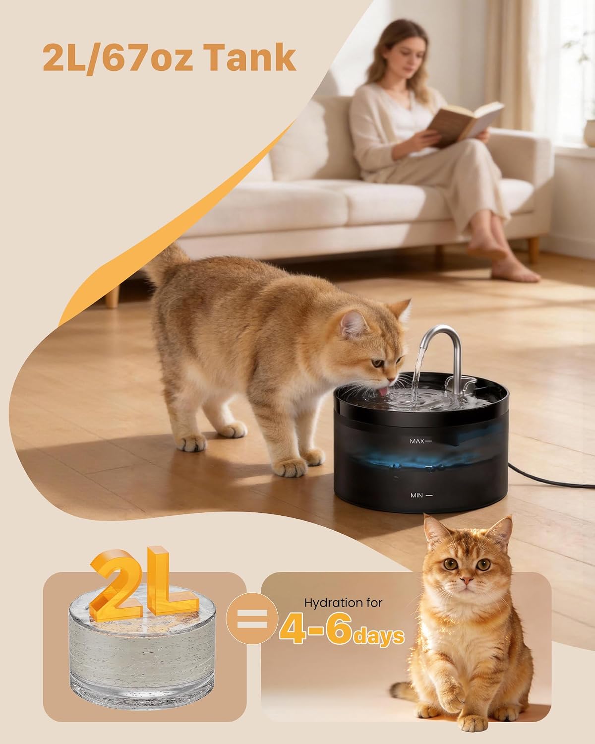 Fuente de Agua para Gatos Fuente para Mascotas: Dispensador de Agua...