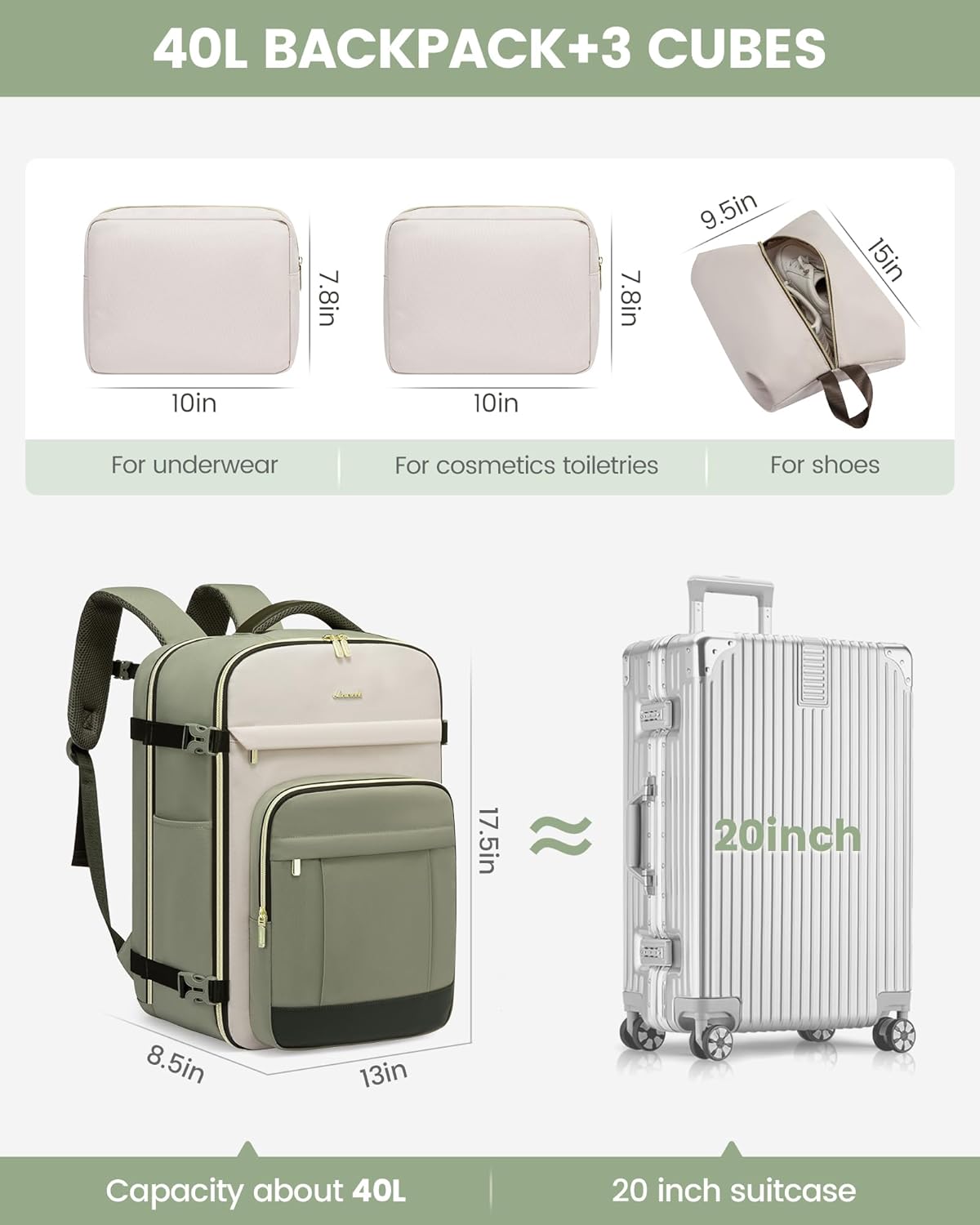 LOVEVOOK Mochila de viaje para mujeres y hombres, mochila de mano y...