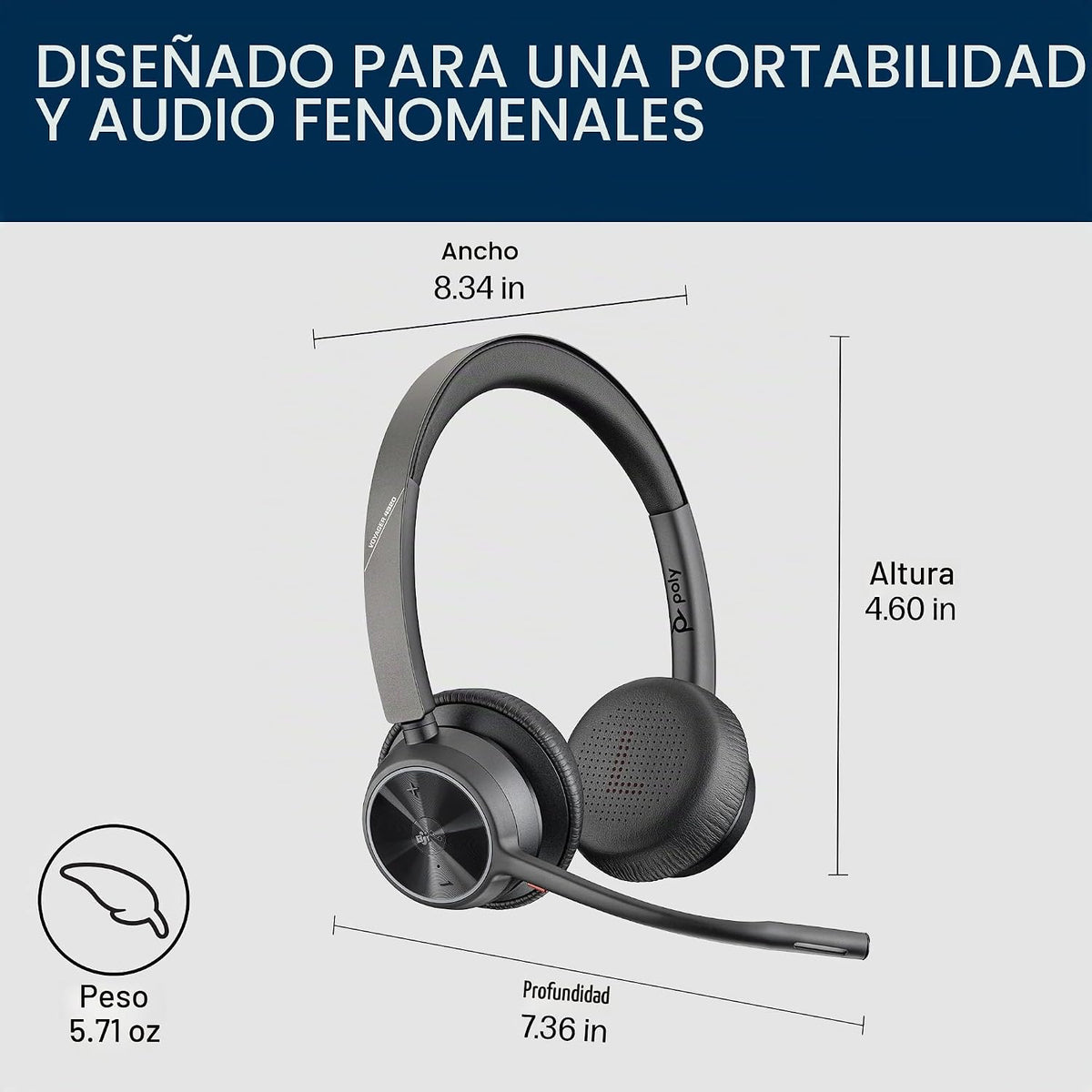 Poly Voyager 4320 UC: Bluetooth, auriculares inalámbricos con micró...
