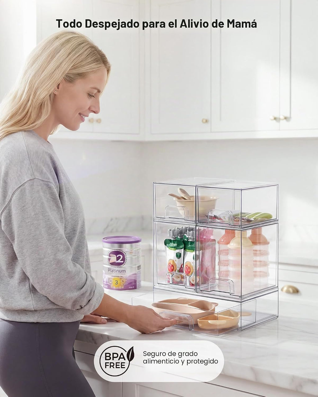 Vtopmart - Juego de 5 cajones de almacenamiento apilables, contened...