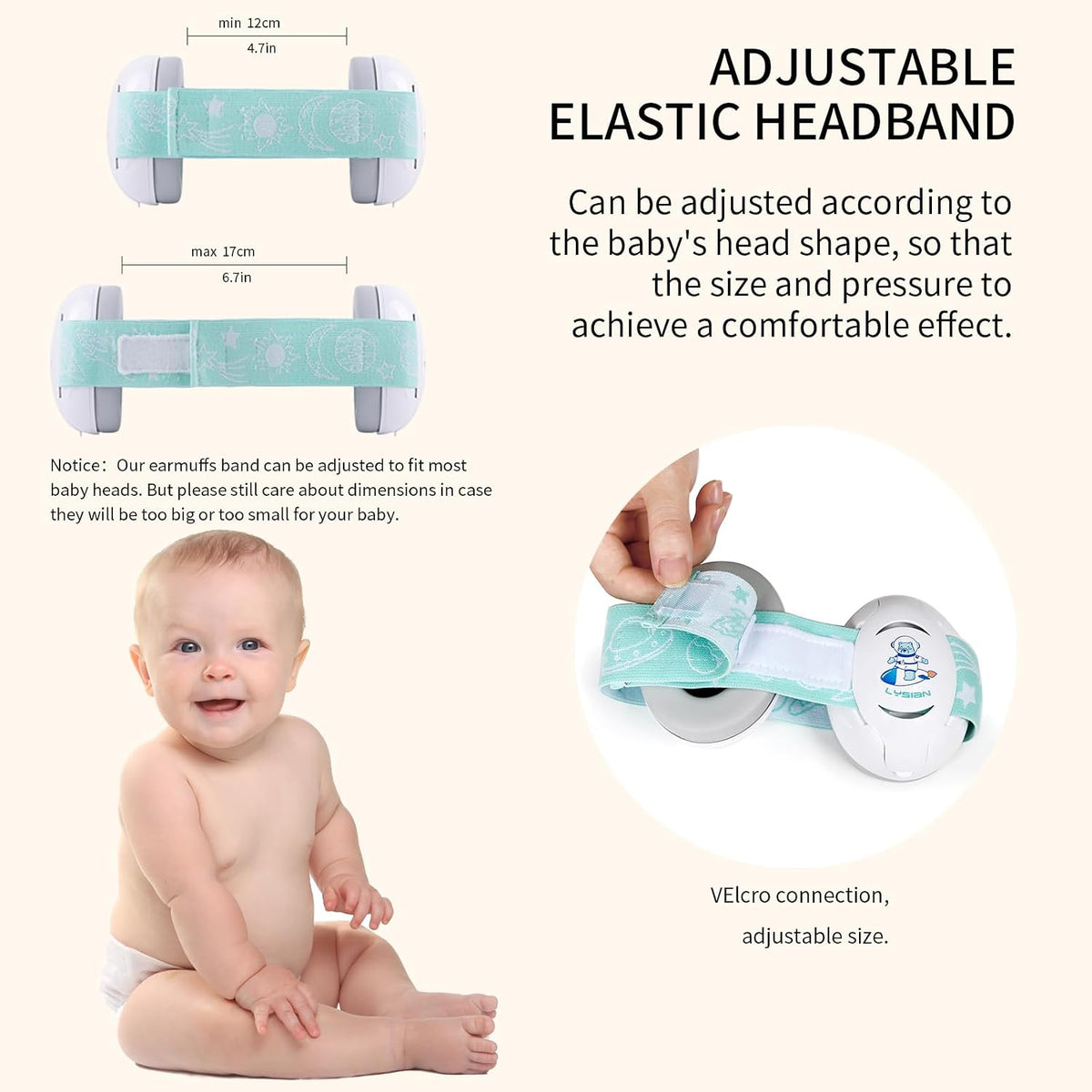 LYSIAN Orejeras de protección auditiva para bebés, 25dB SNR, bebés...