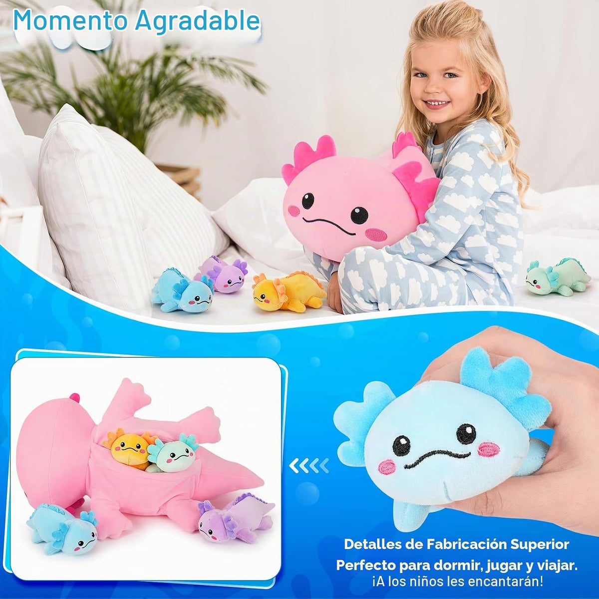 5 piezas de animales de peluche de ajolote familiar de ajolotl de 1...