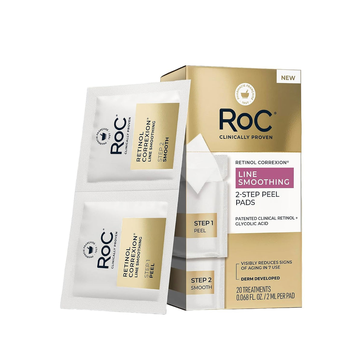 RoC Retinol Correxion Line Suavizar Almohadillas exfoliantes en 2 p...