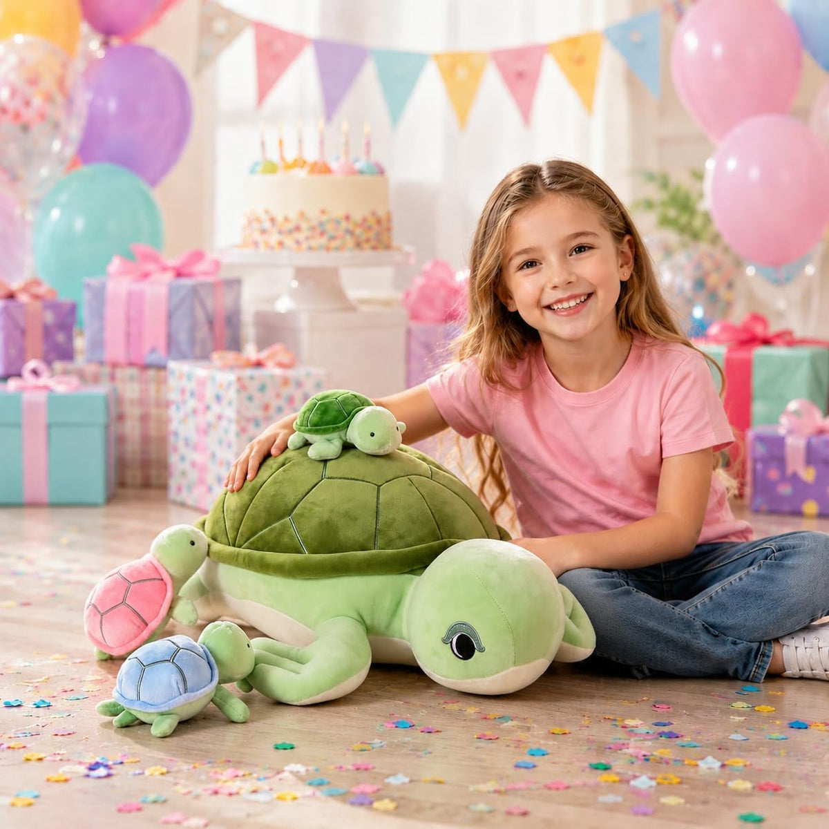 MMguai Mommy Turtle - Animales de peluche con bebés en el interior,...