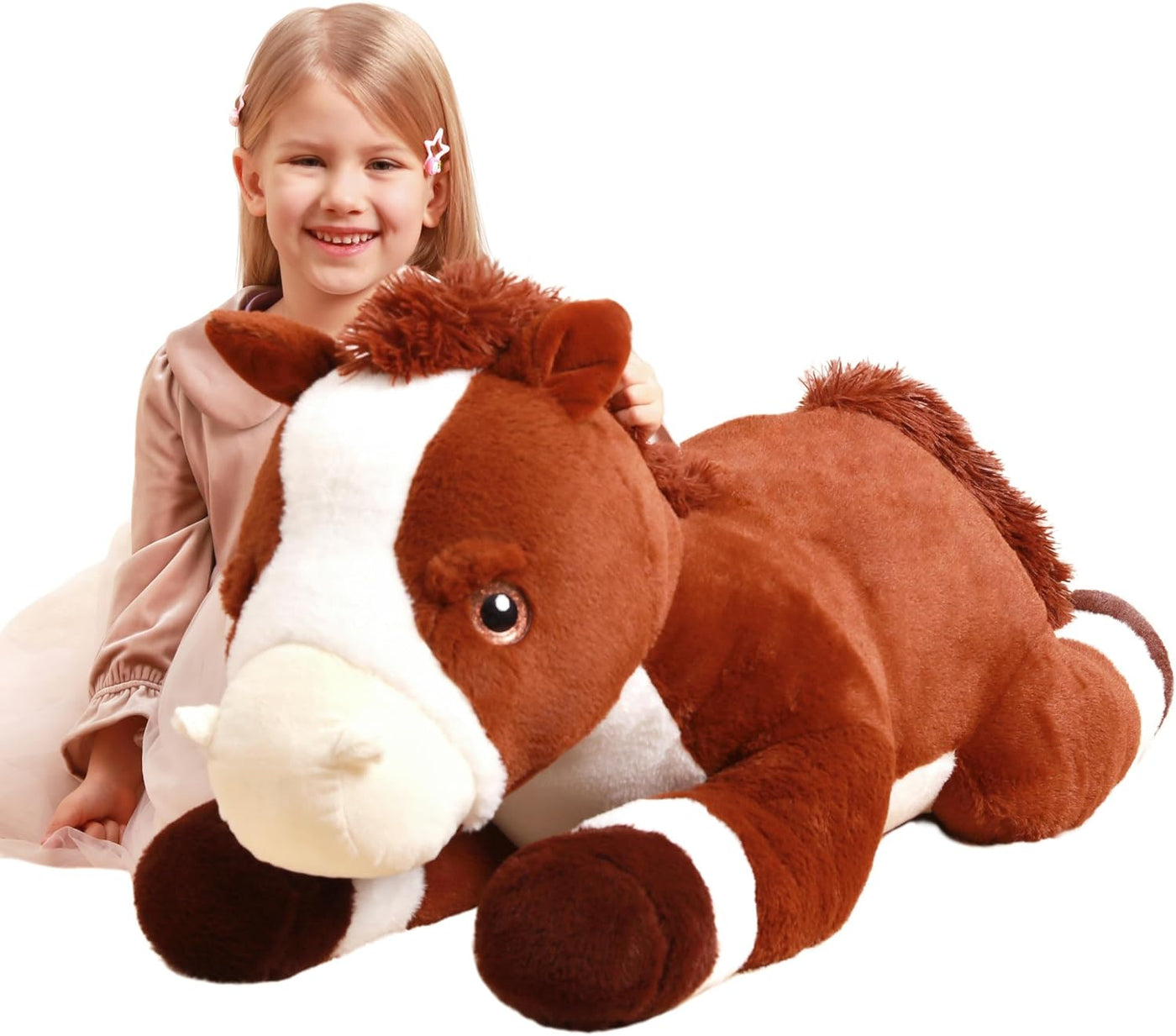 IKASA Peluche de caballo gigante de 33.5 pulgadas, súper suave, sin...
