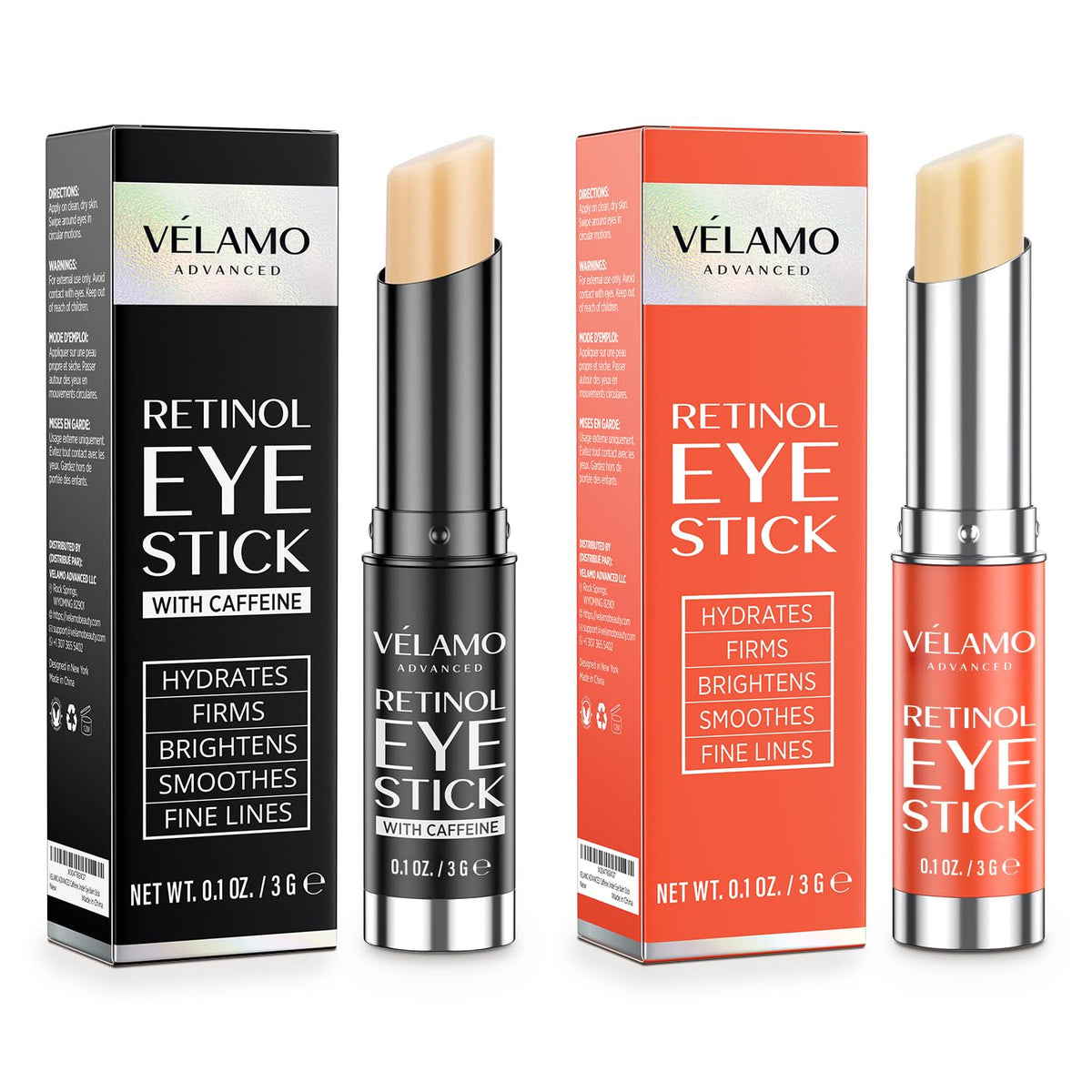 VELAMO ADVANCED Retinol Eye Stick Duo: Bálsamos energizantes y reno...