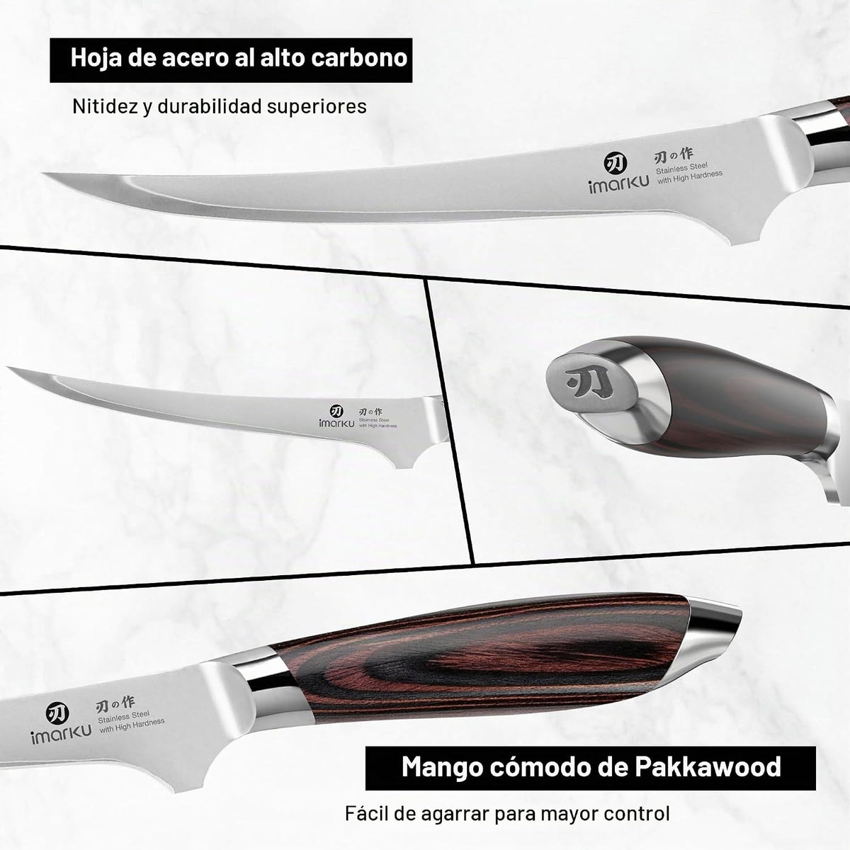 imarku Cuchillo de filete de 8 pulgadas, cuchillo afilado para desh...
