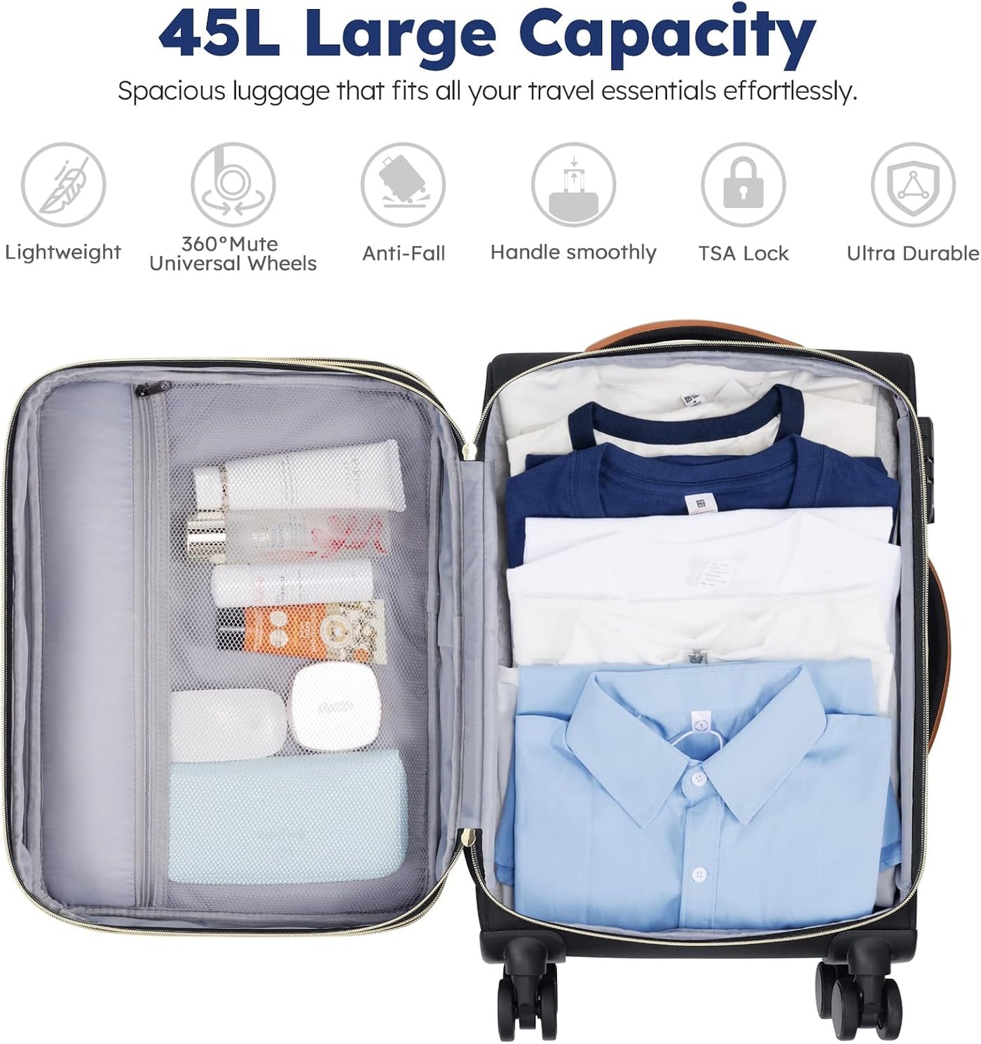 Softside - Maleta de mano expandible con apertura superior de 20 pu...