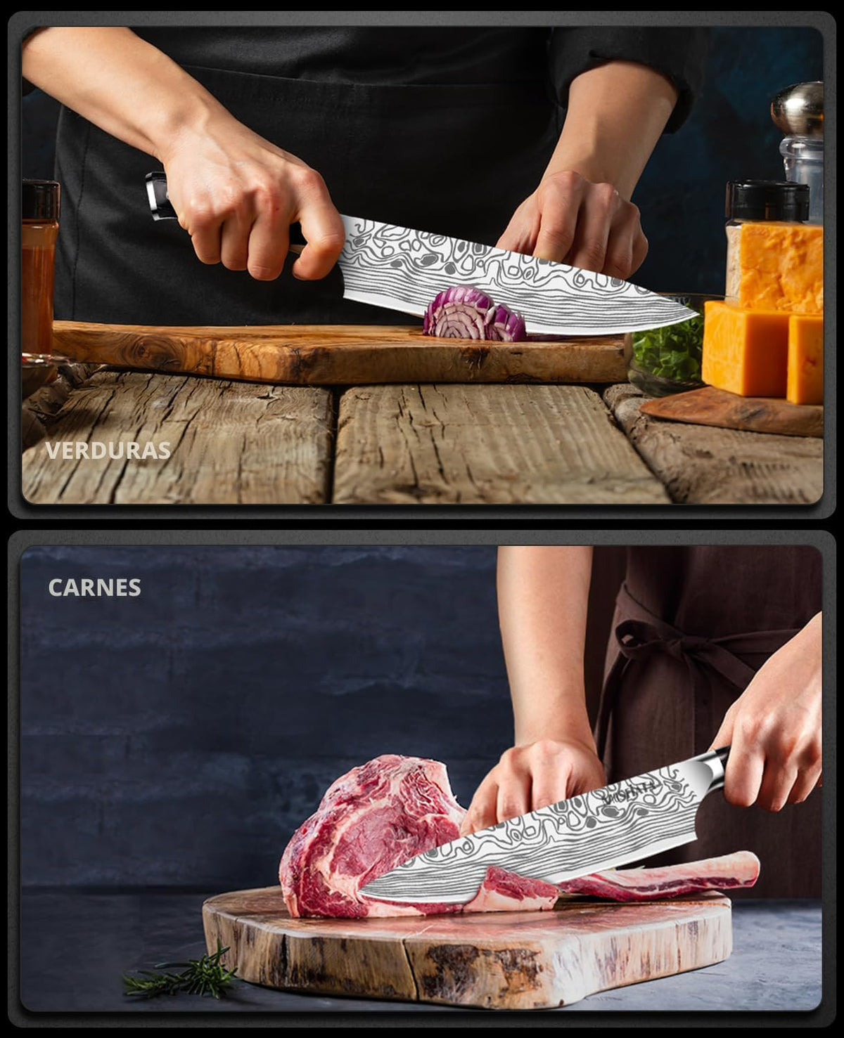 MOSFiATA - Cuchillo de chef profesional súper afilado de 8 pulgadas...
