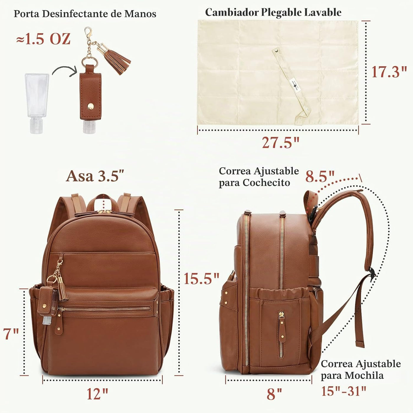 miss fong Bolsa de pañales, mochila para pañales, bolsa de pañales...
