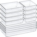 12 Pack de organizadores de cajones de plástico transparente, juego...