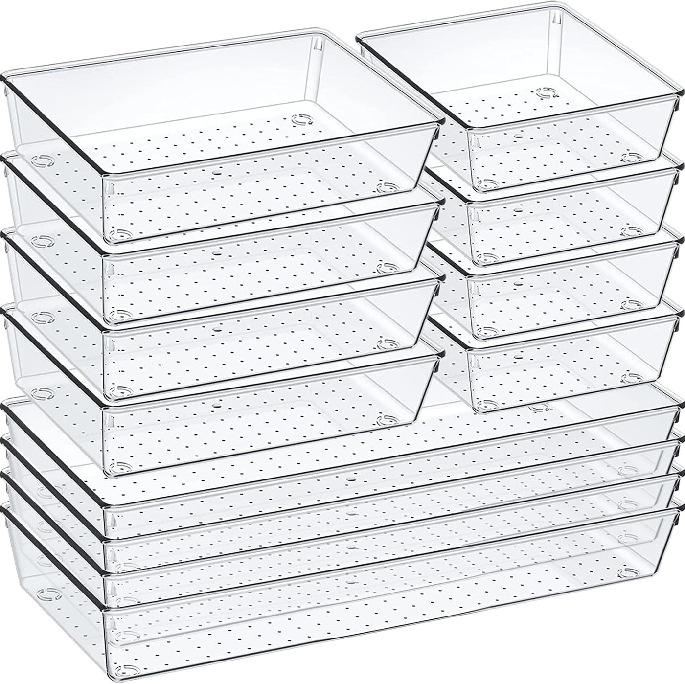 12 Pack de organizadores de cajones de plástico transparente, juego...