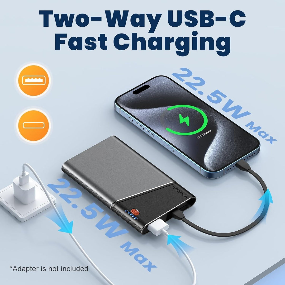 Aaoyun Banco de energía portátil de 10000 mAh, batería de carga ráp...