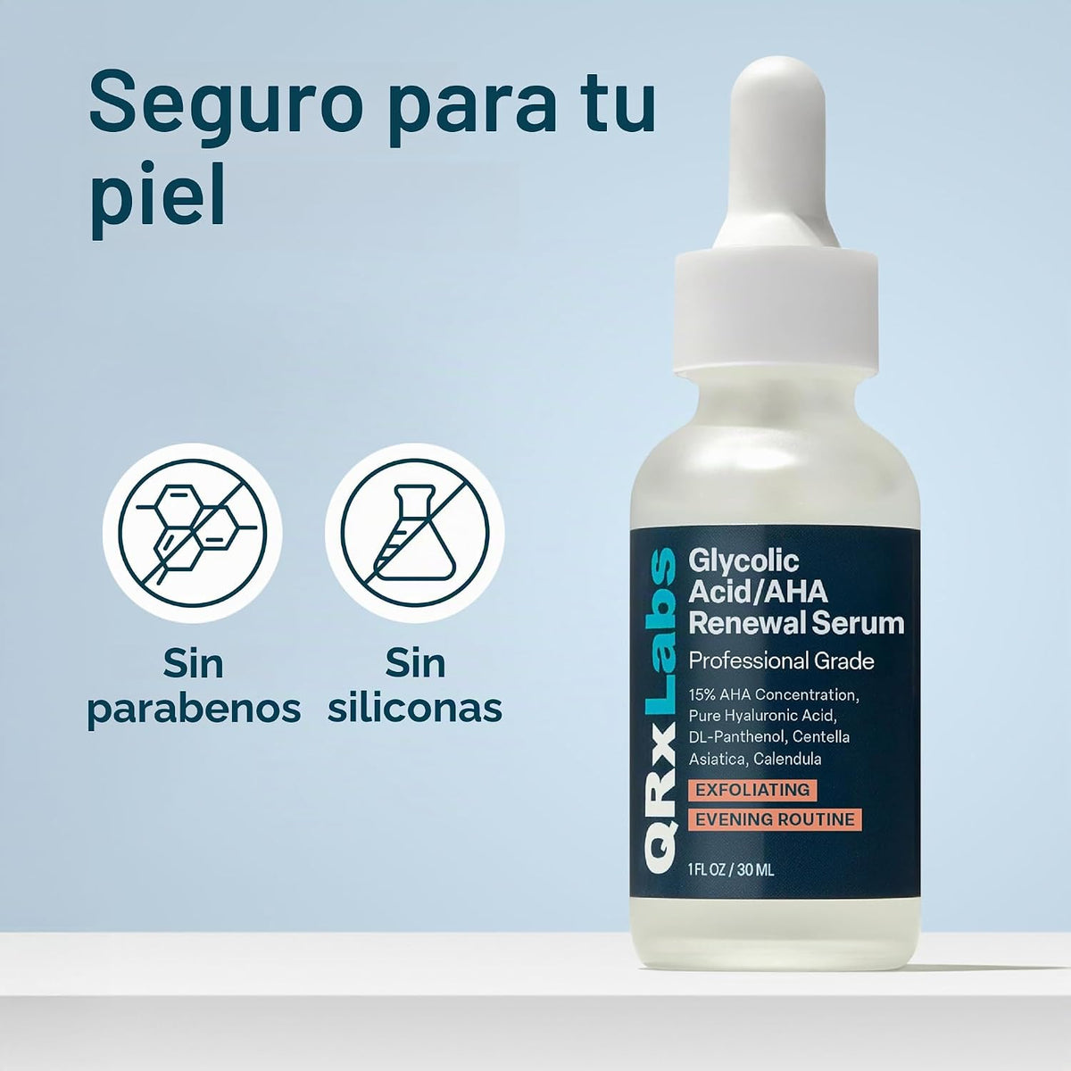 Ácido glicólico\/AHA - Suero renovador al 15% para el rostro, brill...