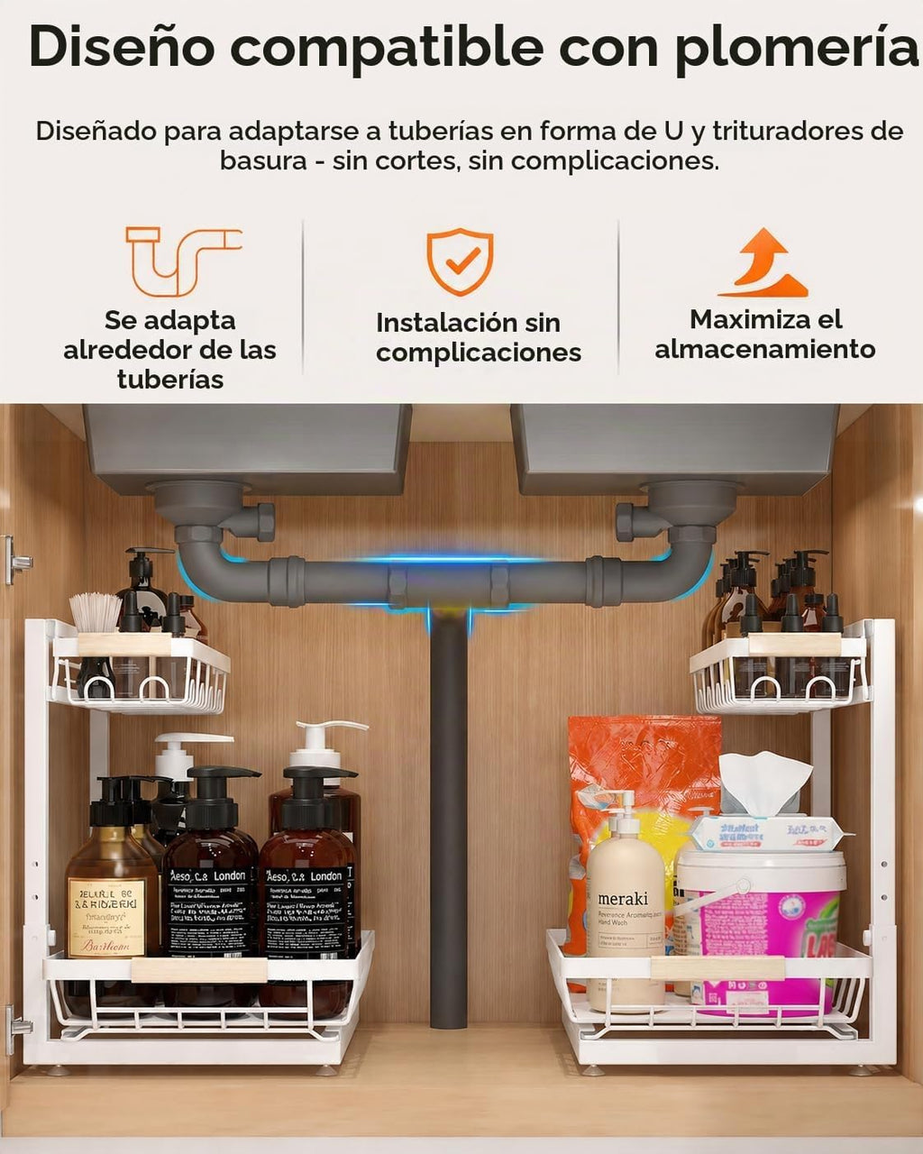 Sevenblue Paquete de 2 organizadores y almacenamiento debajo del fr...