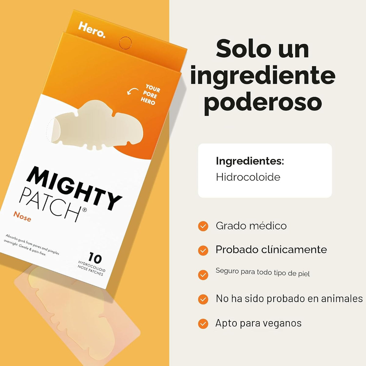 Mighty Patch Hero Cosmetics Nariz Tiras de poros hidrocoloides gran...