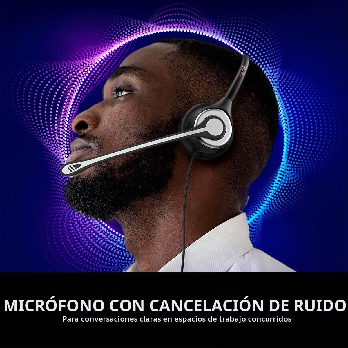 Wantek Auriculares de computadora USB con micrófono para computador...