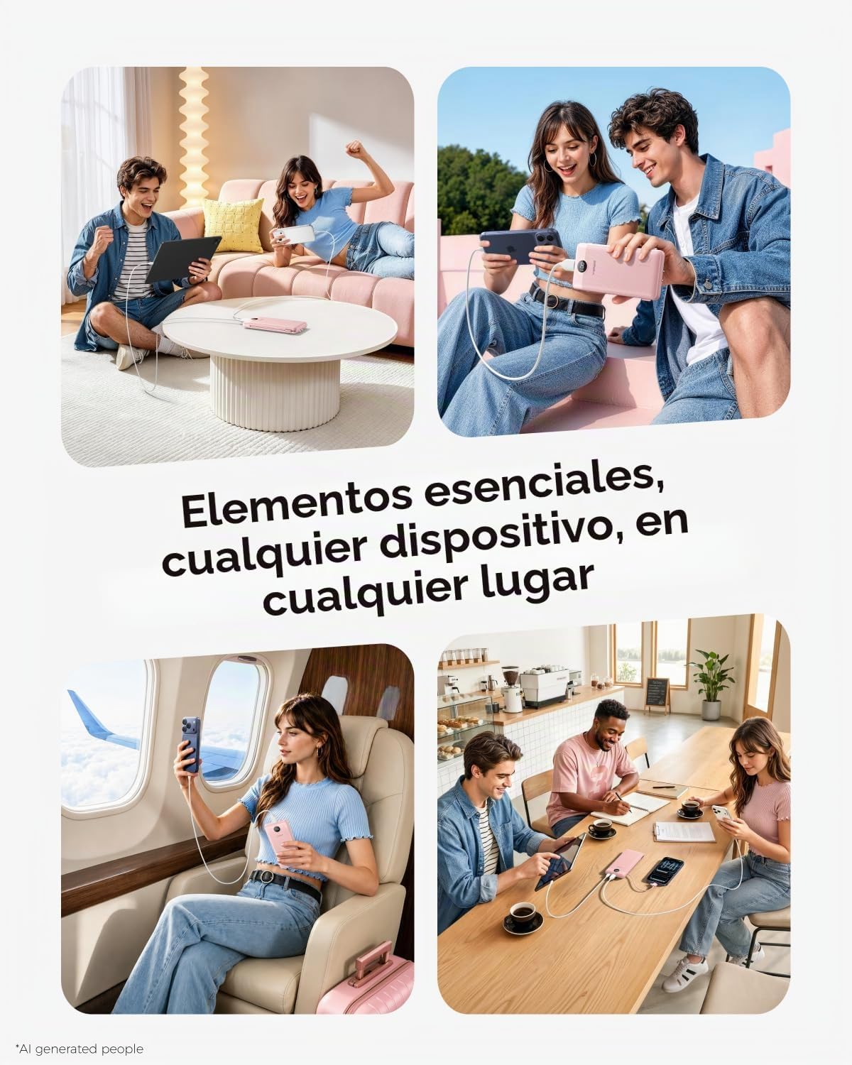 VEGER Cargador portátil para iPhone, Power Bank con cables integrad...
