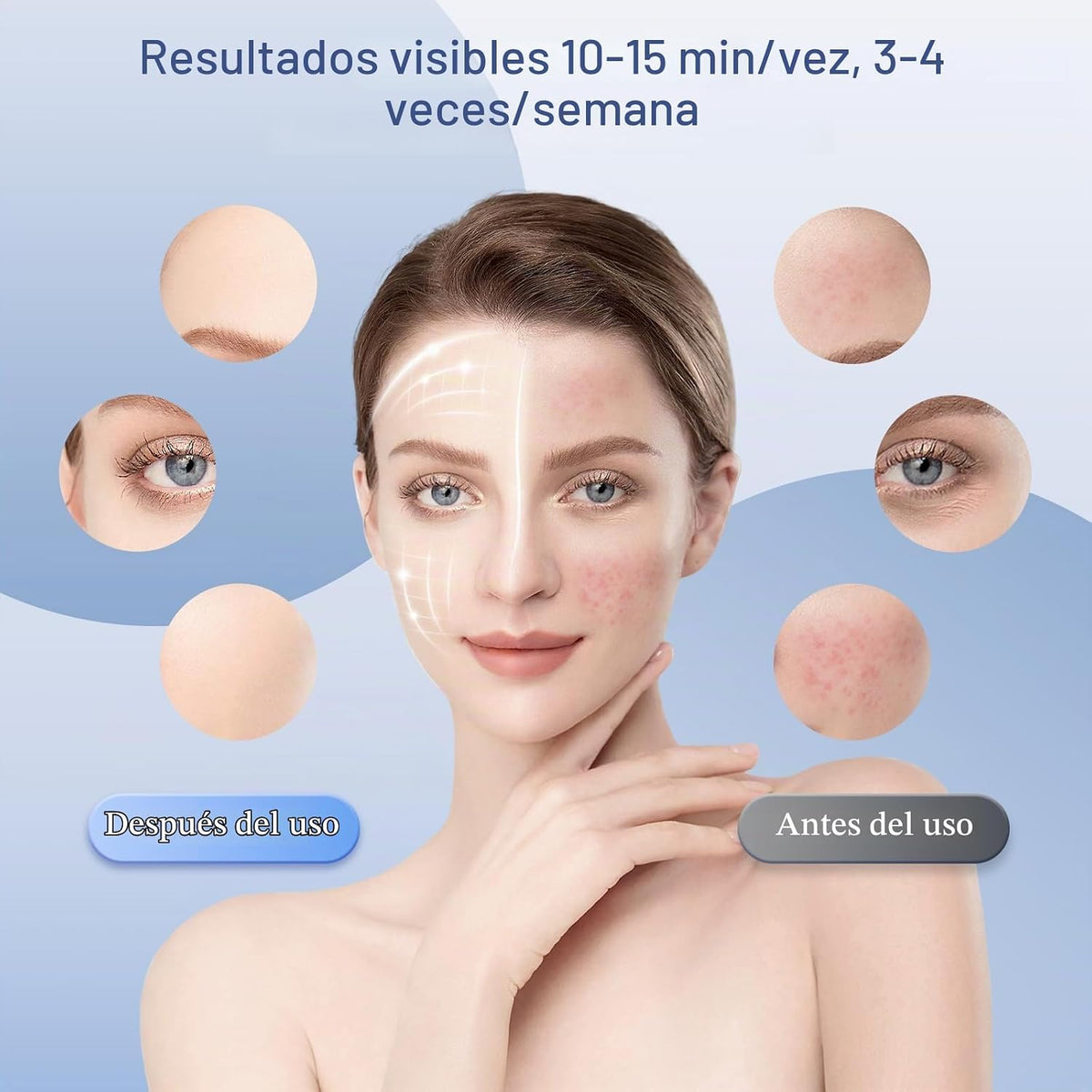 GIHWRRI Terapia de luz roja para cara y cuello, máscara de terapia...