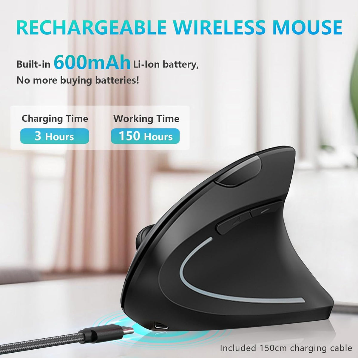 Lekvey Ratón ergonómico inalámbrico negro + ratón ergonómico rosa m...