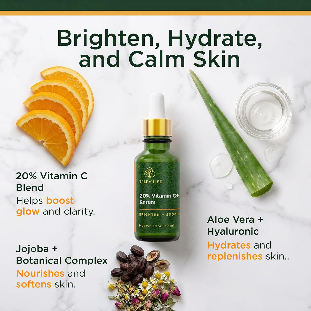 Suero de vitamina C+ Tree of Life para la cara, aceite facial remov...