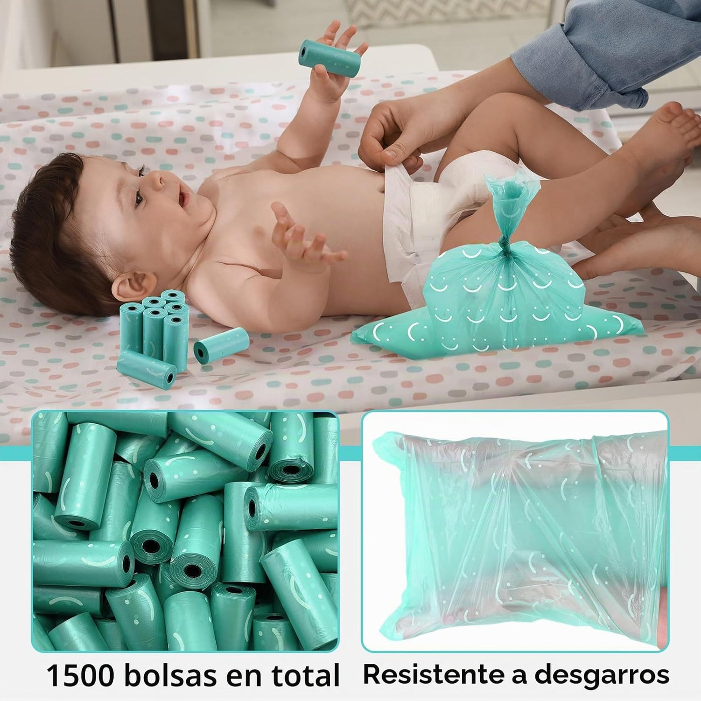 Wowangce 1500 bolsas desechables para pañales de bebé, eliminación...
