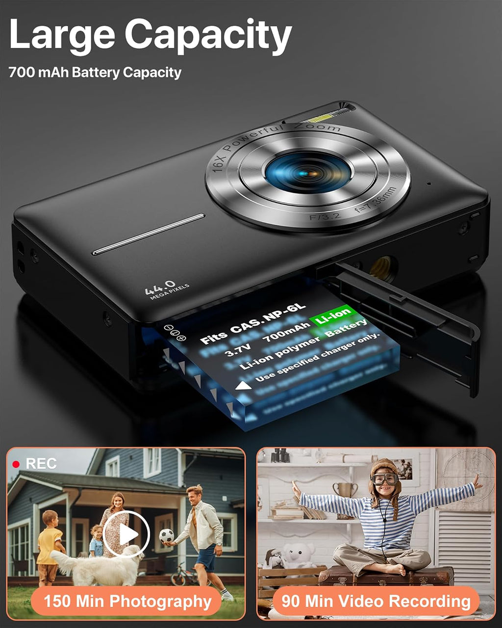 Cámara digital, la última cámara digital FHD 1080P para adolescente...