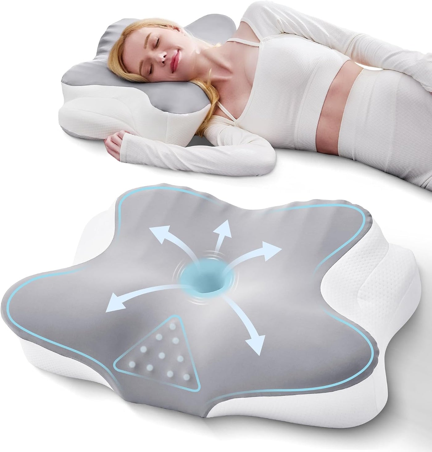 BDEUS Almohada cervical cervical para dormir, almohada ergonómica d...