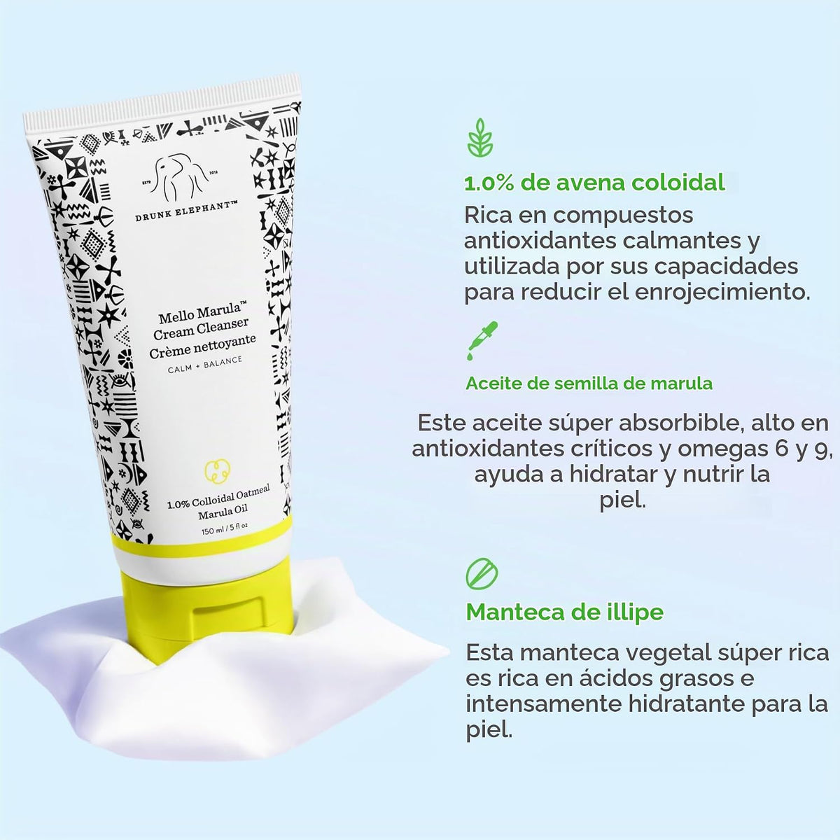Drunk Elephant Mello Marula Cream Cleanser - Lavado facial calmante...