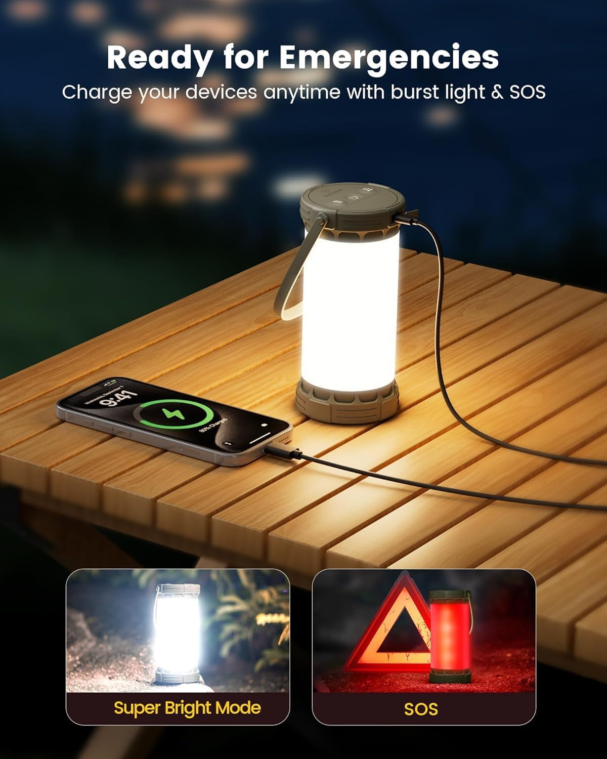 Glocusent Linterna LED de 120 horas con luz de campamento de bolsil...