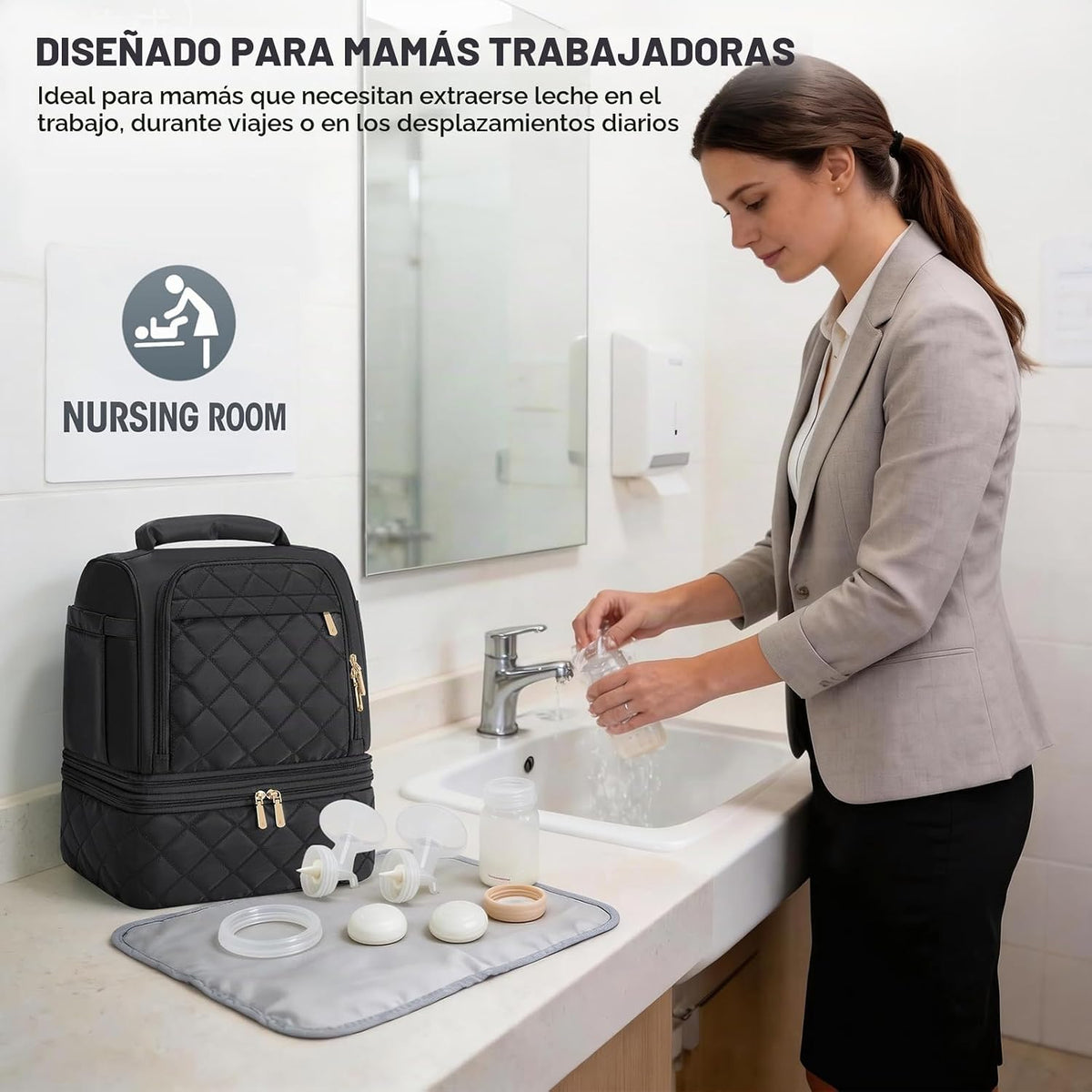 RAINSMORE Bolsa de extractor de leche portátil, bolsa de viaje enfr...
