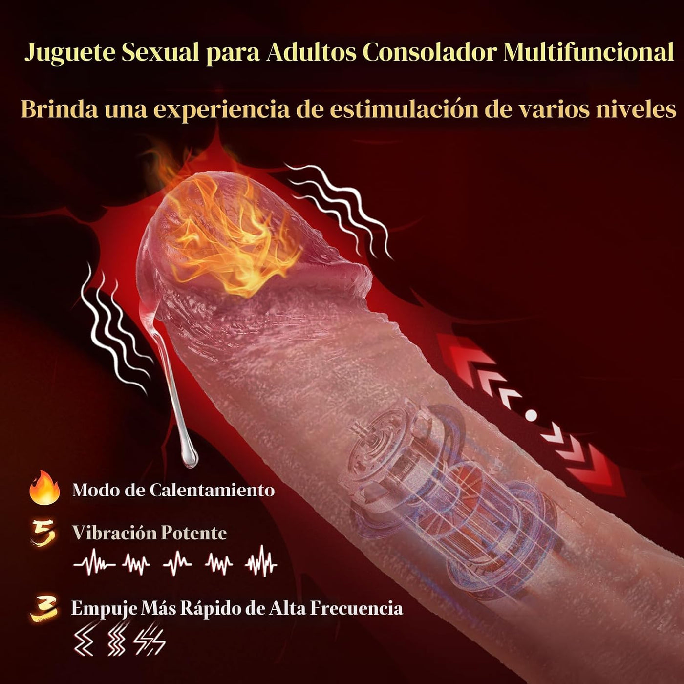 Mrgras Juguetes sexuales vibrador consolador con empuje, 3 pulsacio...