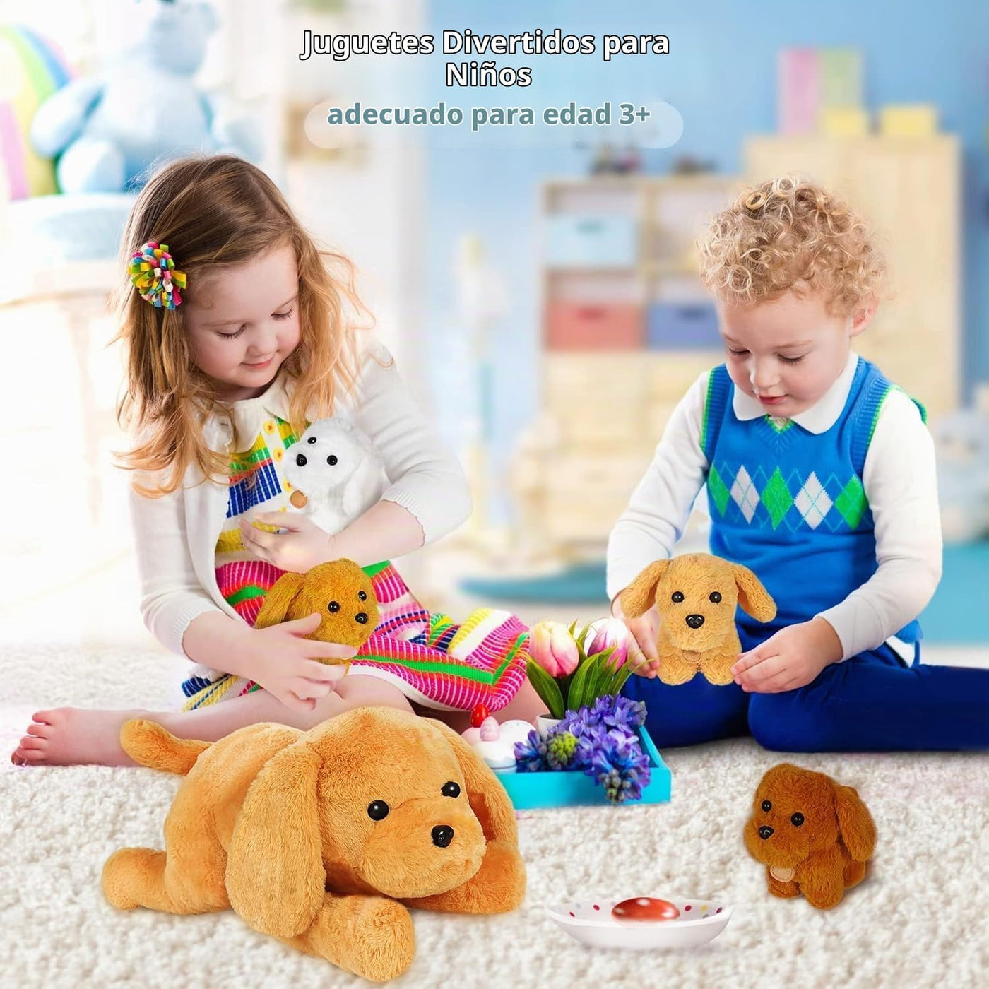 KMUYSL - Juguete de peluche para mamá con 4 bebés, animal de peluch...