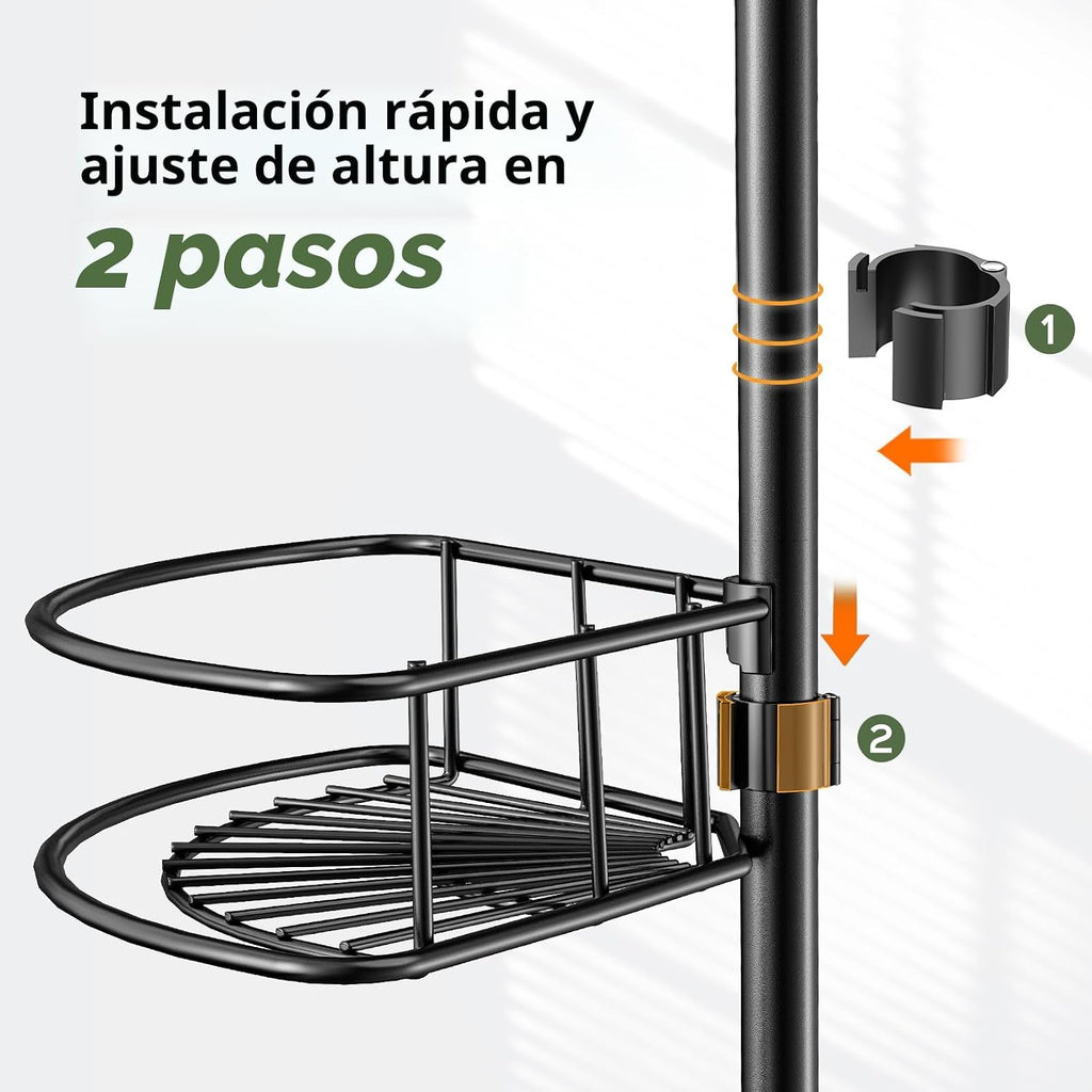 HAMITOR Poste de tensión para regadera: organizador de estante de e...