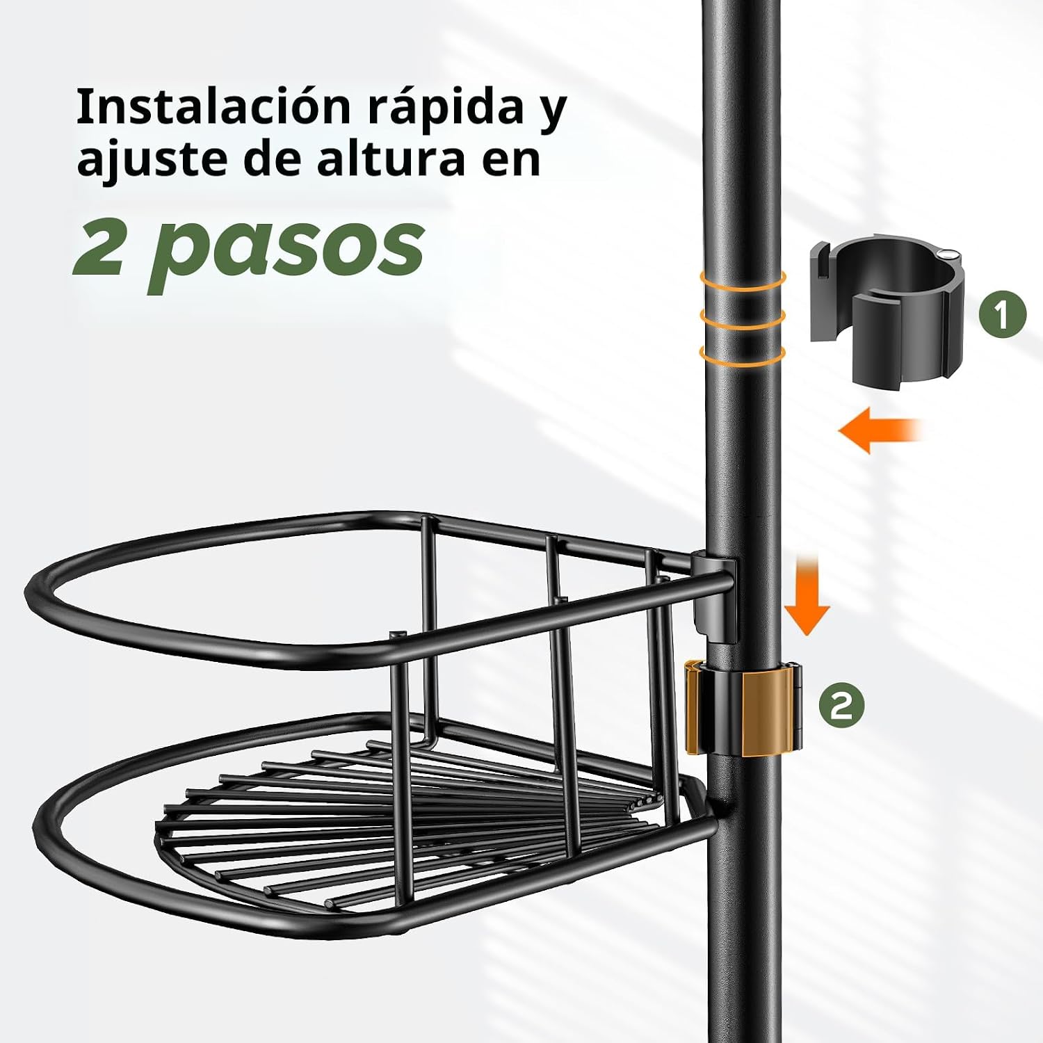 HAMITOR Poste de tensión para regadera: organizador de estante de e...