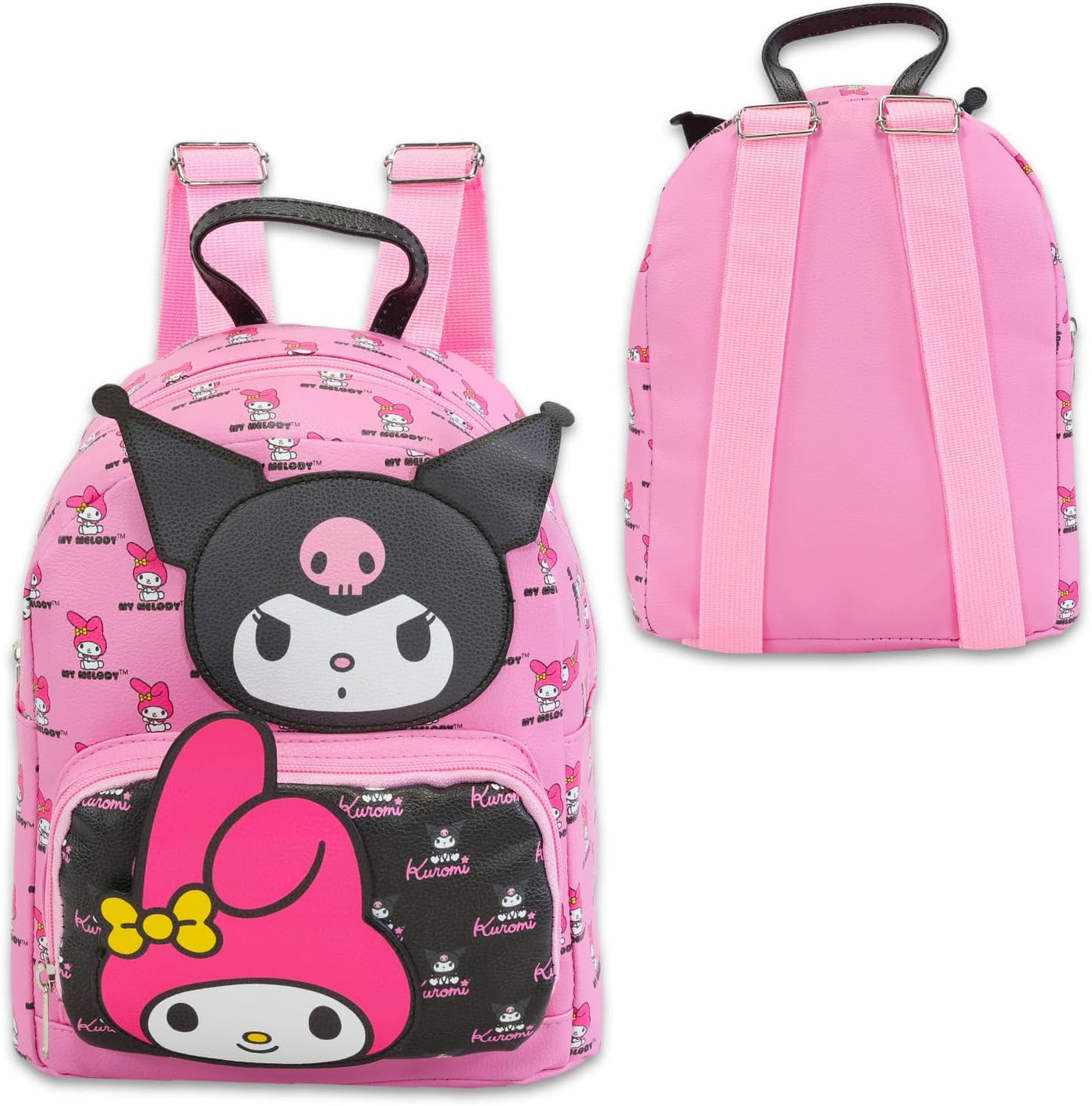 My Melody and Kuromi - Juego de mochila de piel sintética de 12 pul...