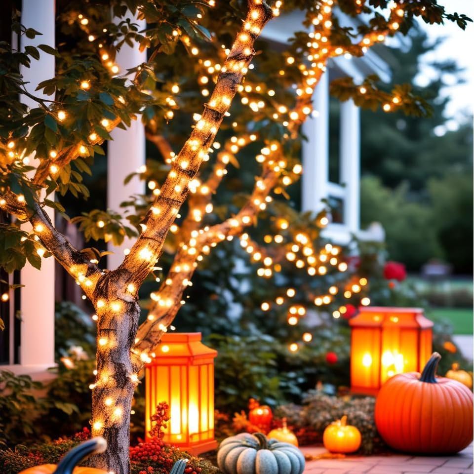 Cadena de luces de árbol de Navidad de Halloween que cambia de colo...