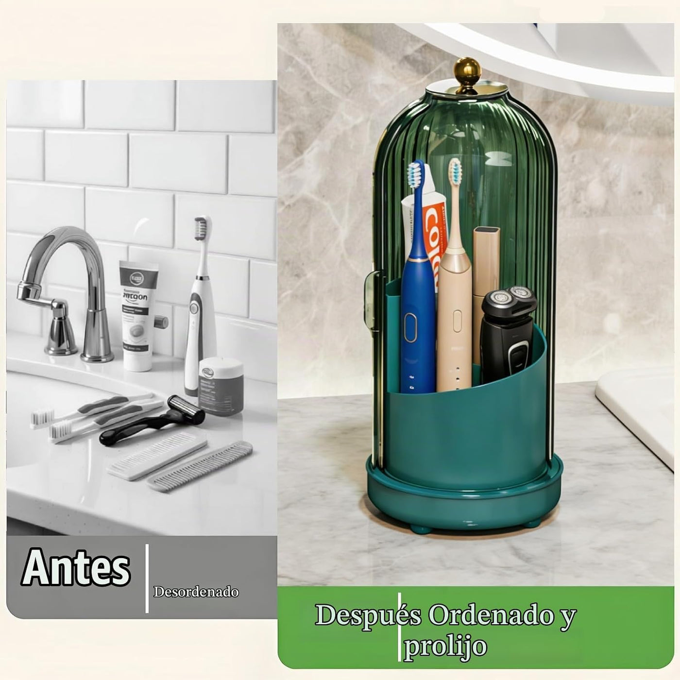 JEESA Portautensilios con Tapa, Organizador de Cubiertos Giratorio...