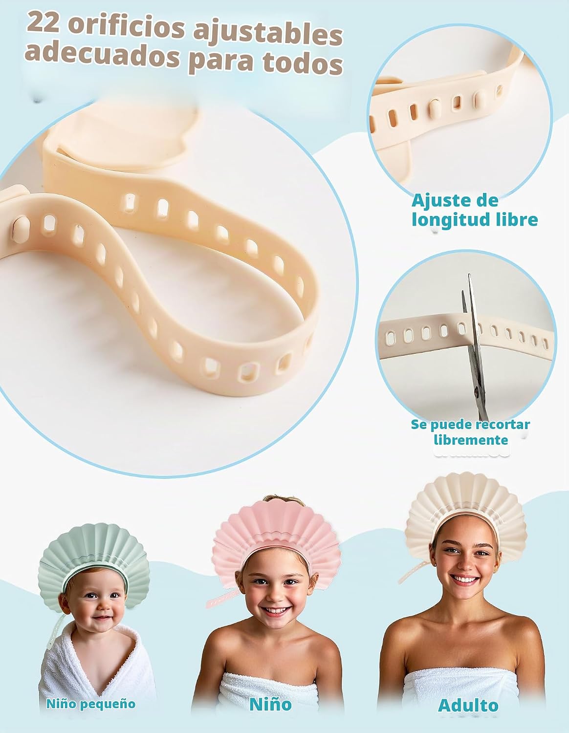 FUSACONY Gorro de ducha para niños, protector de lavado de pelo de...