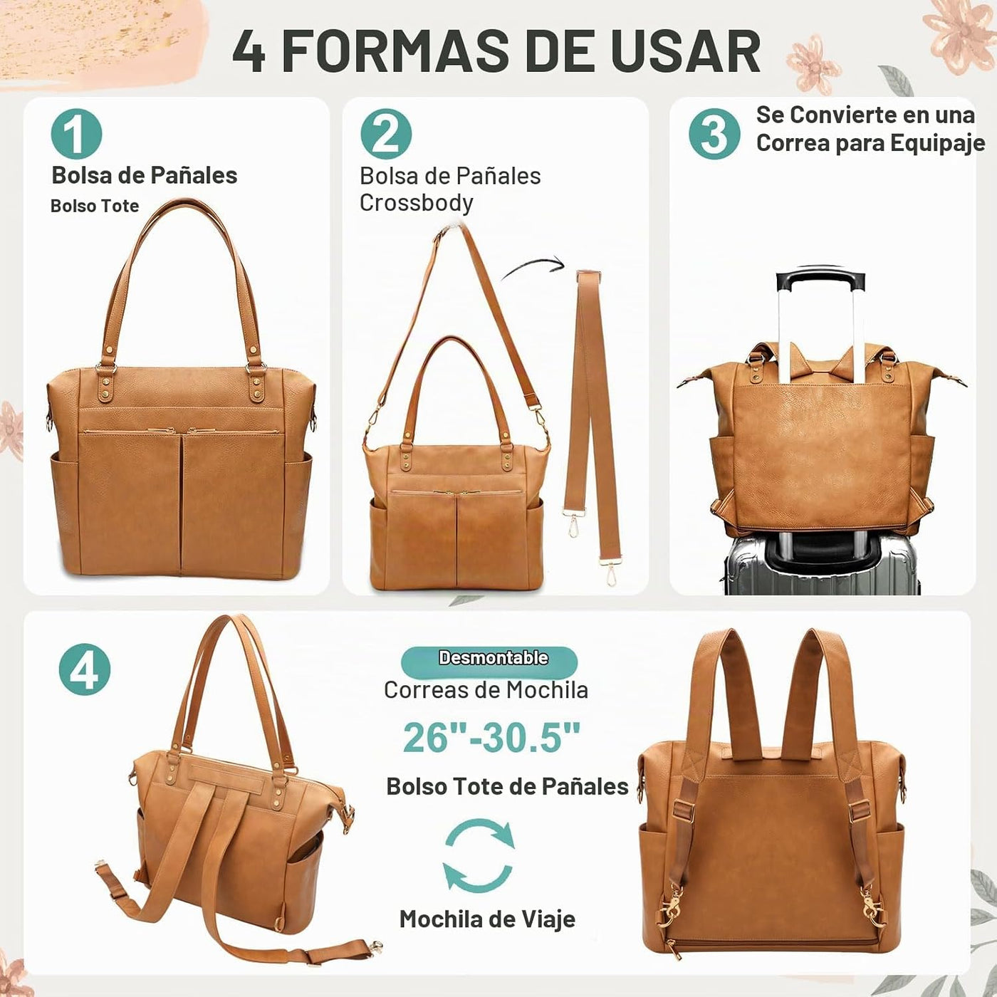 MOMINSIDE Bolsa de pañales Tote Convertible Bolsa de pañales Mochil...