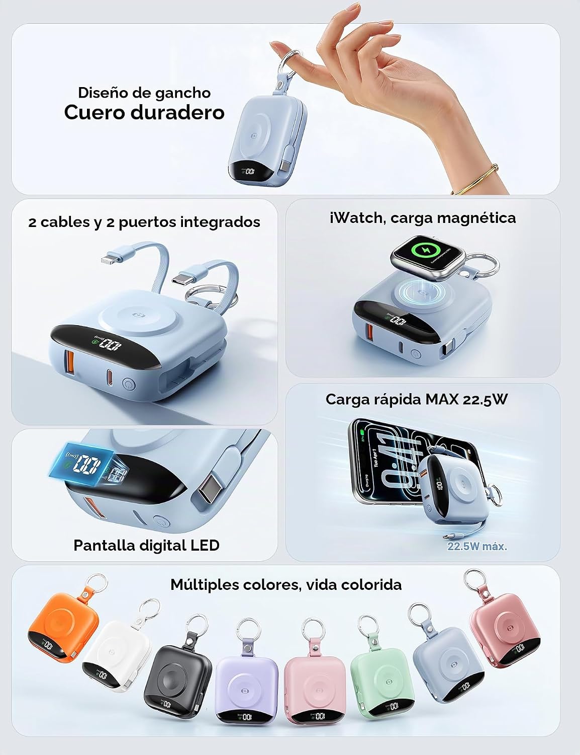 BLJIB Cargador portátil 10000mAh 22.5W Banco de energía incorporado...
