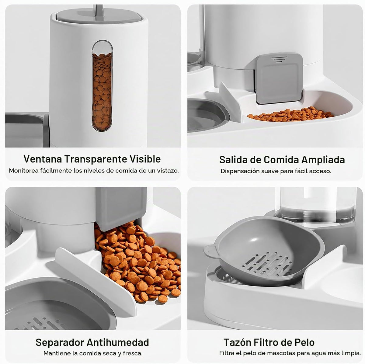 Dispensador automático de comida para gatos y cuenco de agua, alime...