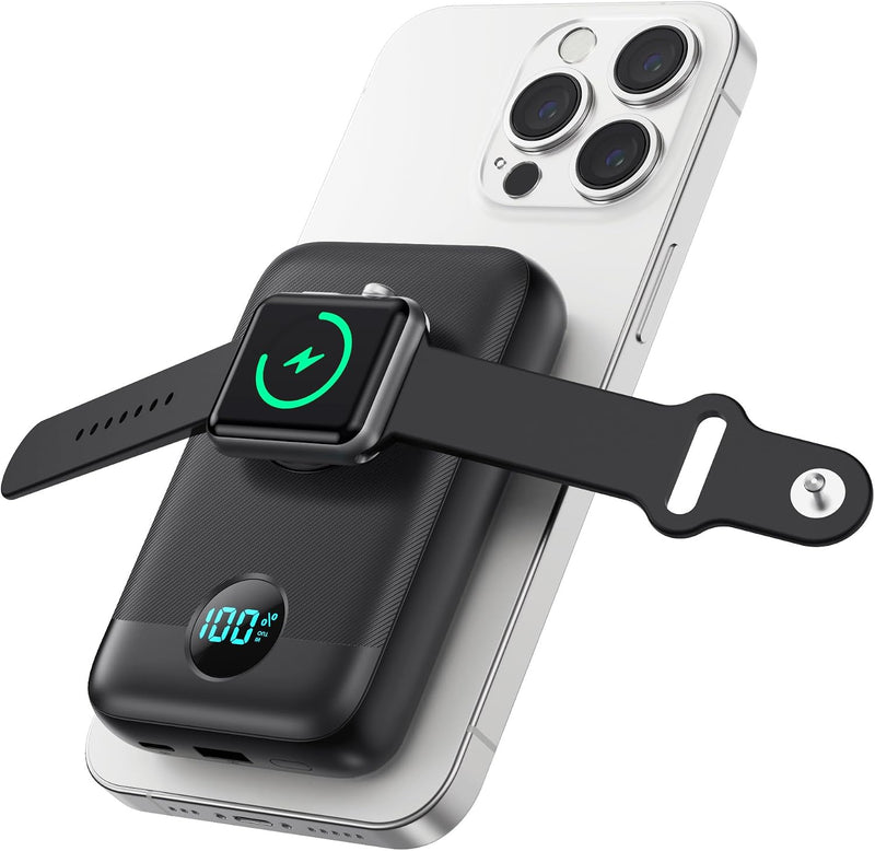 Cargador portátil magnético para iPhone y Apple Watch, 10800 mAh 25...