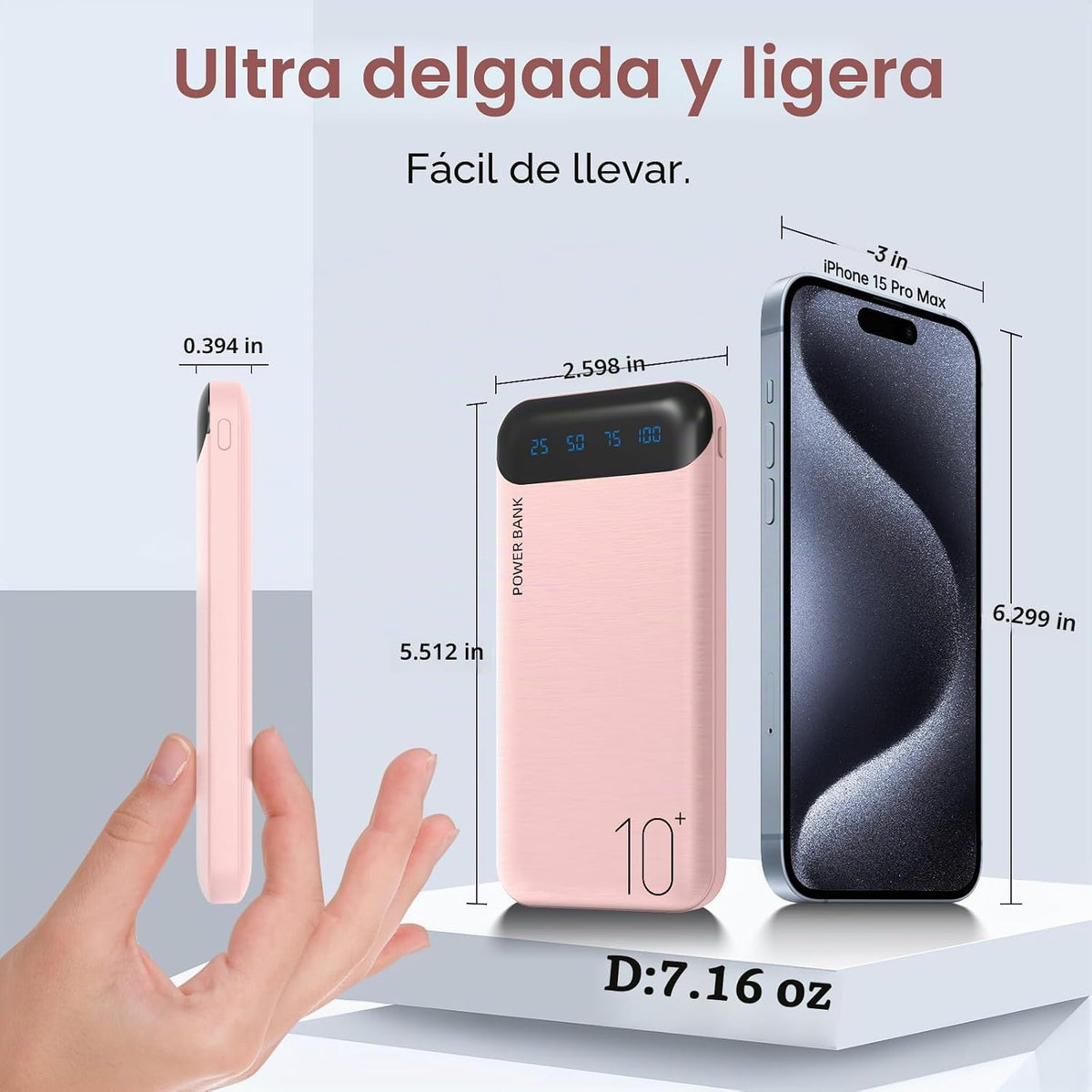 YOBON Power Bank - Cargador portátil de 10000 mAh, batería delgada...