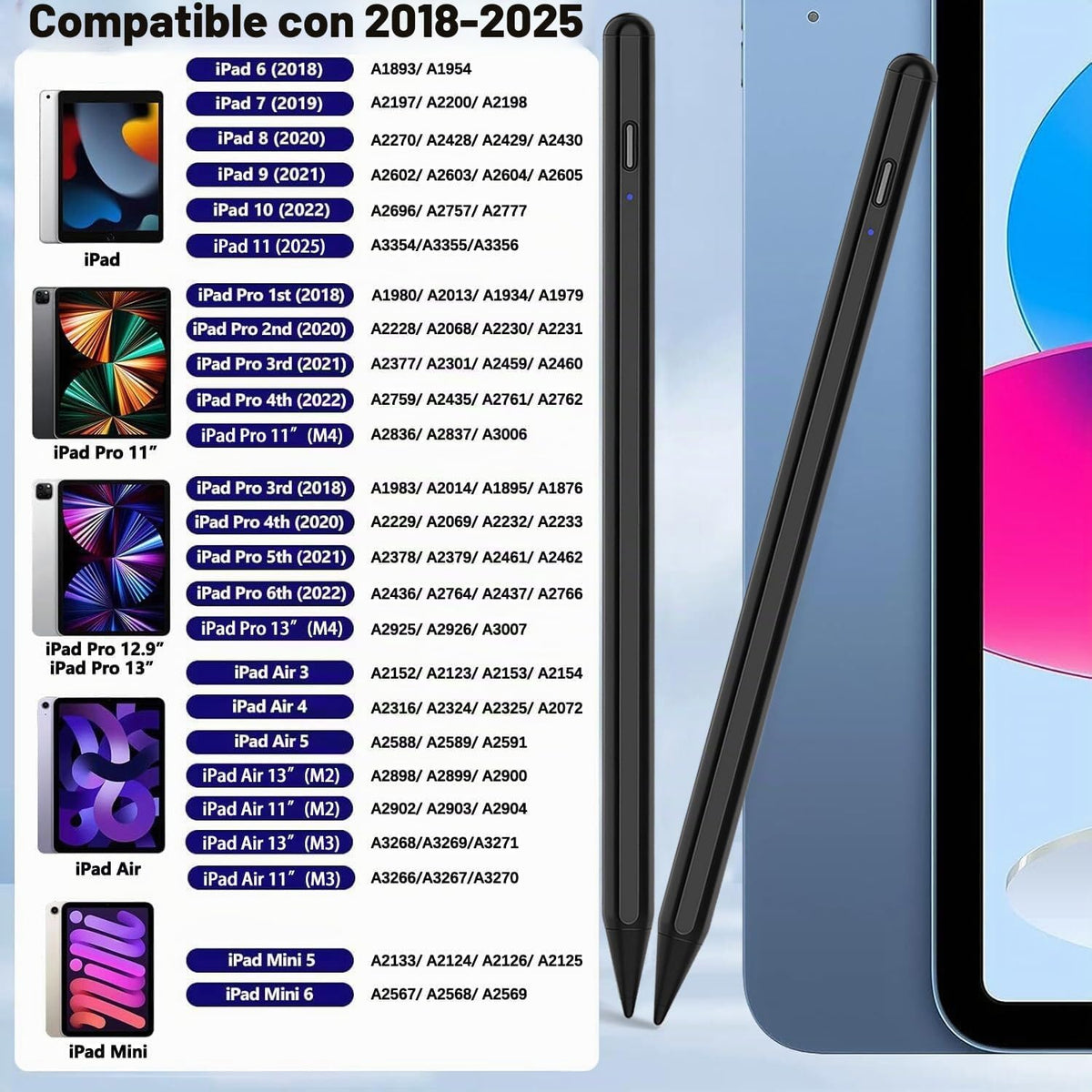 Stylus para Lápices Activos 11ª y 10ª Generación Paquete de 2 Lápic...